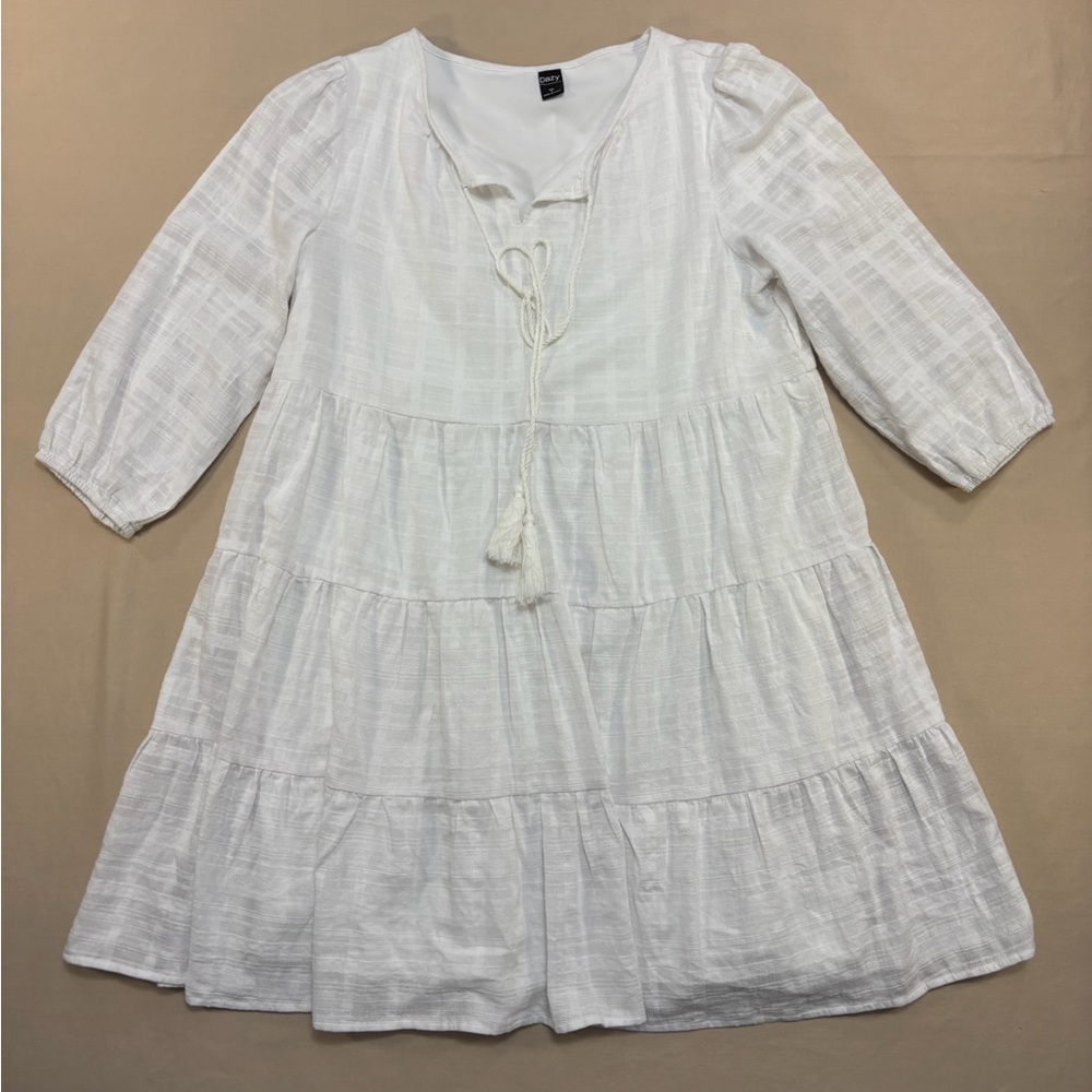 Dazy Women's Bohemian White Casual Mini Swing Dress Size Small